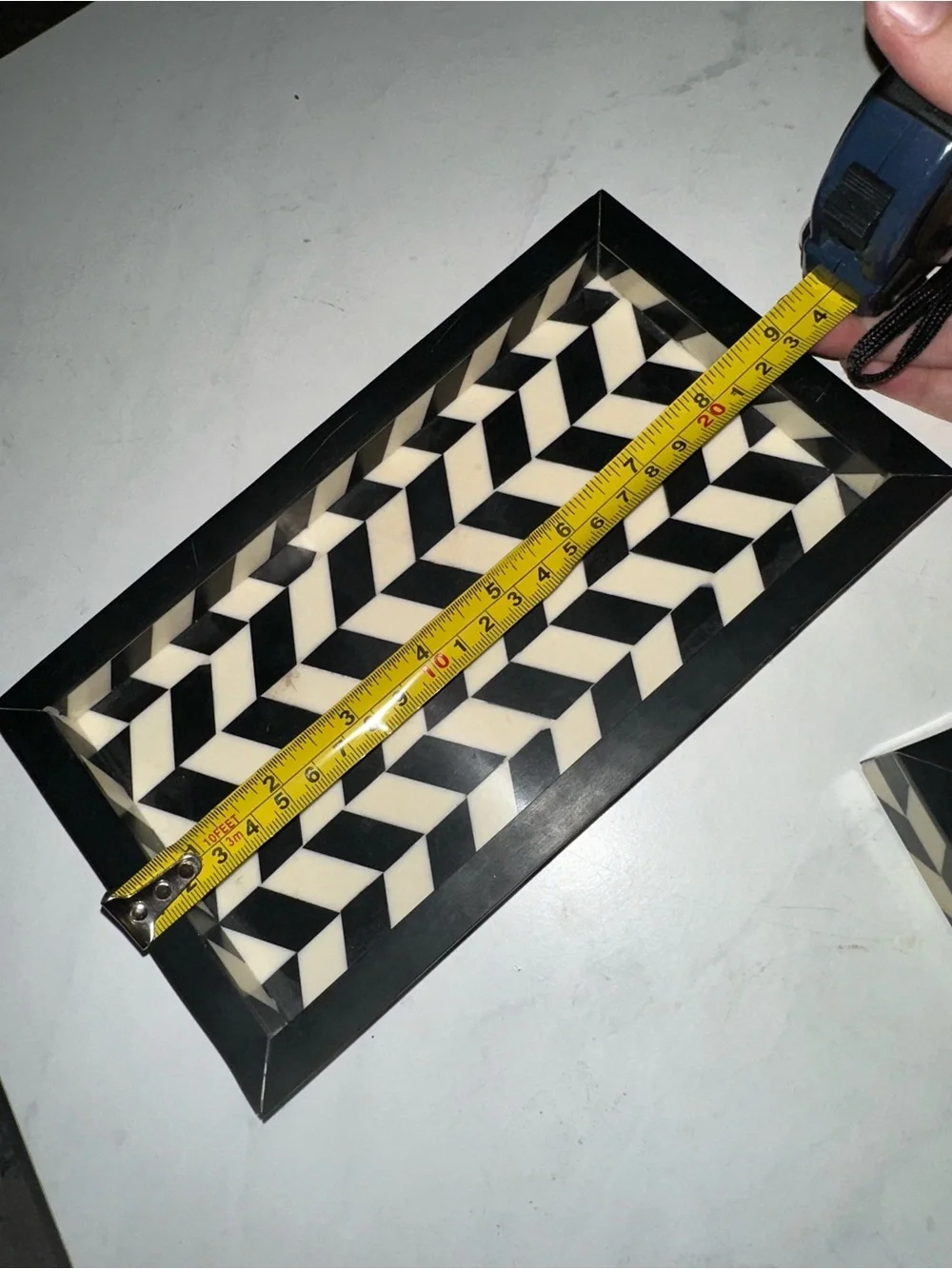 Black and White Geometric Inlay Decorative Trays - Set of 2